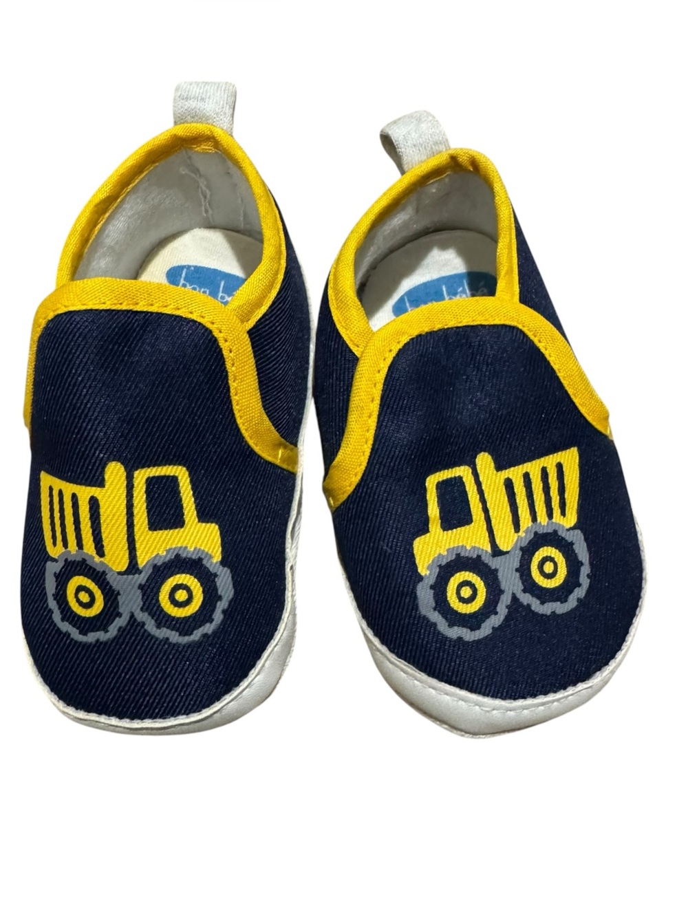 Infant Blue and Yellow Dump Truck Gripper Sneakers 3-6 months